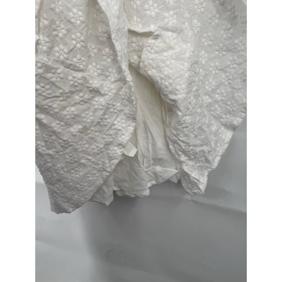 Sabo Luxe Mini Dress Women 4 White Ruffle Textured Floral Peasant Milkmaid - Picture 7 of 10